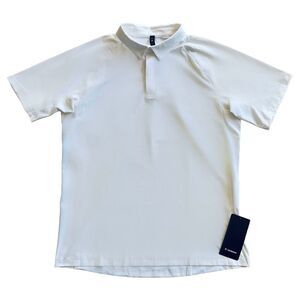 Lululemon Men's NWT Stretch Golf Polo Shirt Snap Collar LM3DIYS - White - XL